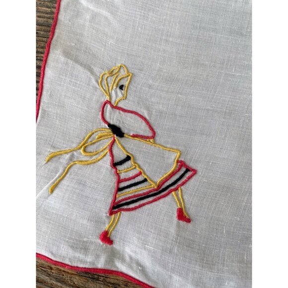 Vintage 1930s Set of 6 Marghab Embroidered Barmaid Cocktail Napkins - Picture 4 of 11